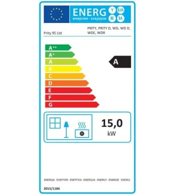 Prity Holzofen, 15 kW, Edelstahl, Schwarz