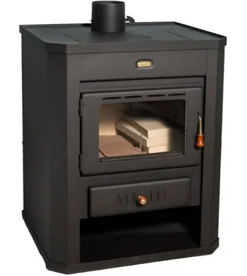 Prity Wood Stove, 15 kW, Stainless Steel, Black