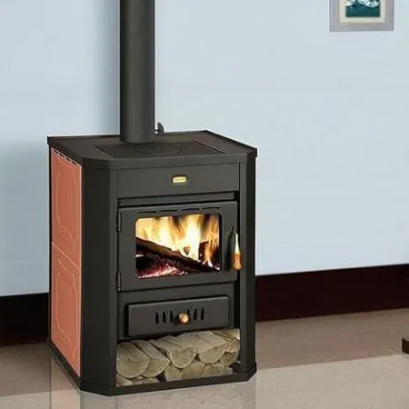 Prity Poêle à bois, 15 kW, en acier inoxydable, noir