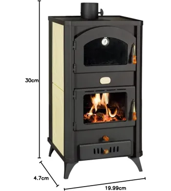 Prity FG W18R Poêle à bois avec four de cuisson intégré, 23 kW