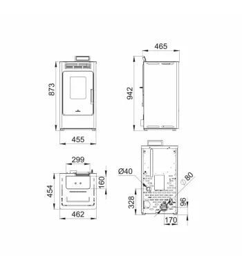 Kira 9.2 kW Bronpi sealed pellet stove