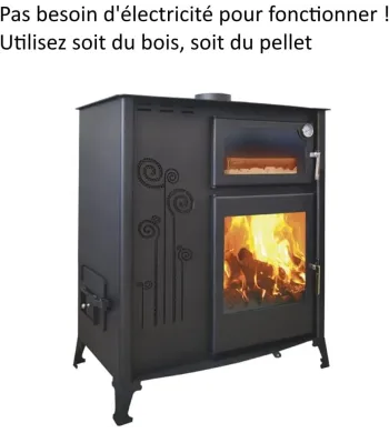 Mixed Wood and Pellet Cooker with Oven – Ecological Heating and Cooking – 12 kW, High Performance