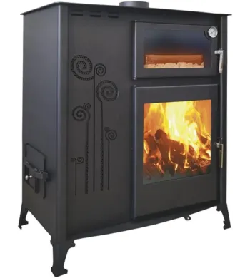 Cuisinière Mixte Bois et Granulés avec Four – Chauffage et Cuisson Écologique – 12 kW, Haute Performance